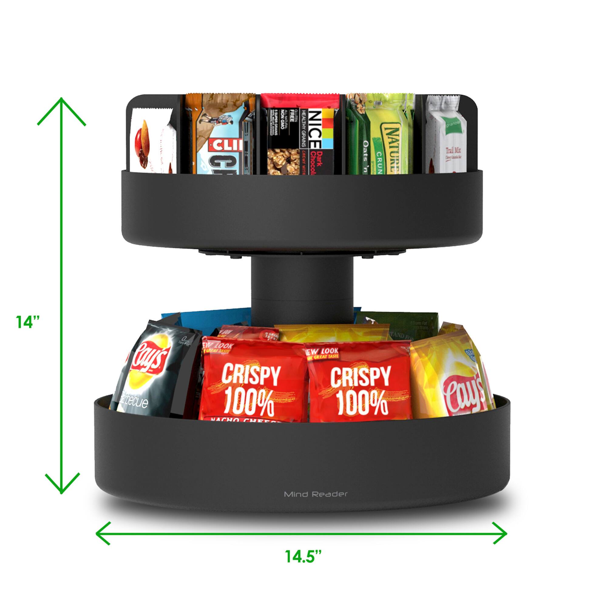 Mind Reader 2-Tier Lazy Susan Granola Bar and Snack Organizer